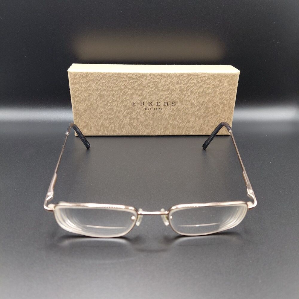 Erkers Eyeglass Frames only Metal Unknown Style with case & box See Description